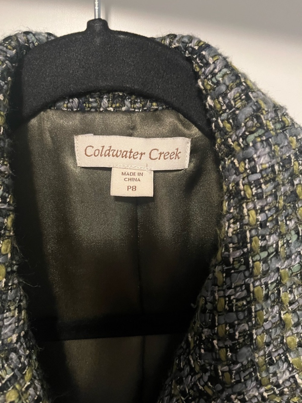 Coldwater Creek Green Tweed Button-Front Blazer Jacket - Picture 3 of 5